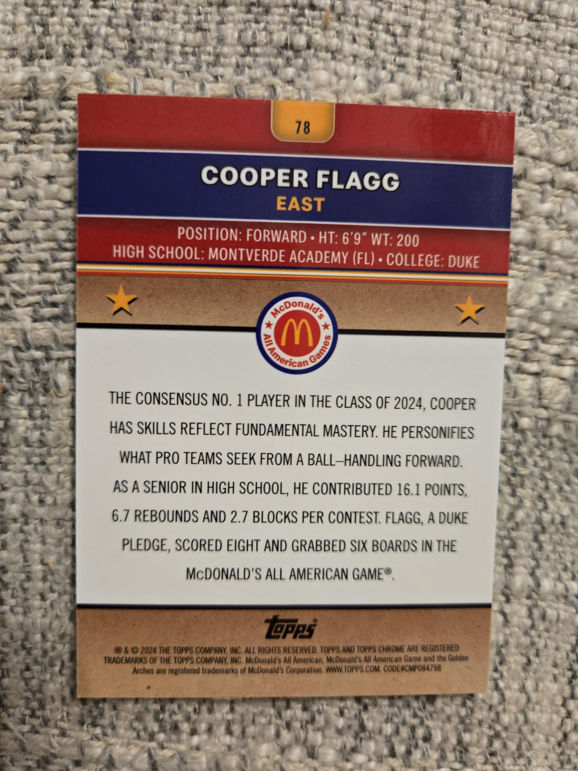 Amazon.com: 2025 COOPER FLAGG Mc'Donalds All American Cooper Flagg